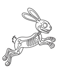 Running Skeleton Rabbit – Creepy Hare Halloween Coloring Page