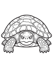 Turtle with Detailed Shell – Reptile Animal Coloring Page for Halloween and Nature Fun
