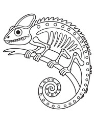 Chameleon Lizard with Scales – Reptile Animal Coloring Page for Halloween or Nature Fun
