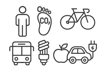 Icons depicting sustainable transportation options and environmental awareness for a cleaner future