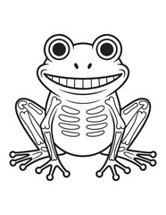 Skeleton Frog – Creepy Amphibian Halloween Coloring Page for Kids and Adults