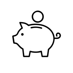 Piggy bank line with Euro coin Icon for design Easily editable