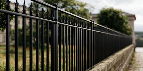 Black Steel Garden Fence with Sleek Modern Design Perfect for Contemporary Outdoor Spaces and Landscaping Projects