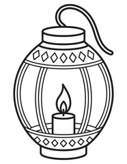 Spooky Halloween Lantern with Candle Inside – Fun Coloring Page for Kids
