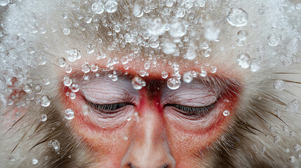 AI generator images of Snow monkey viewing point Animals lover in Japan. Japanese monkeys, Japanese monkeys or snow monkeys with onsen at the Snow Monkey Park