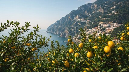 Magnificent seaside panorama featuring lemon trees and sparkling waters