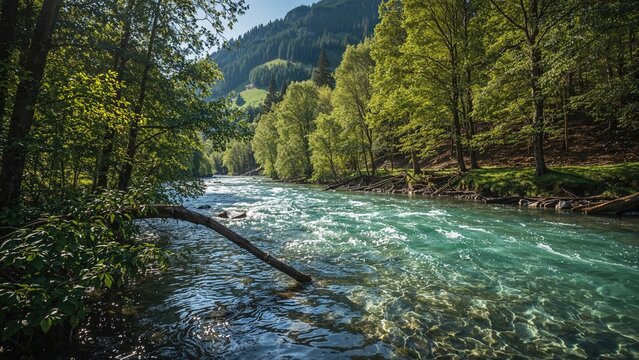 Stream Ysper flowing through the valley in the southern region of Lower Austria