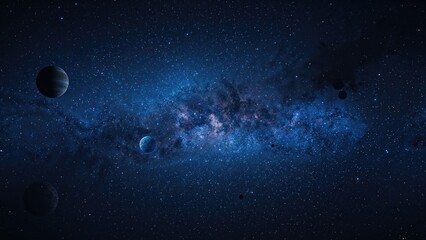 Naklejka premium Galaxy-inspired wallpapers with planets and shining stars