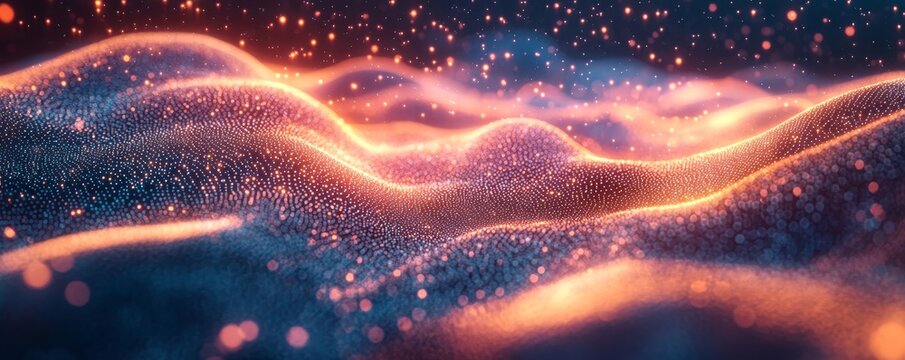 Abstract glowing neuron cells, representing the concept of information transmission in the brain, ideal for visualizing neurotechnology and AI processes, Generative AI