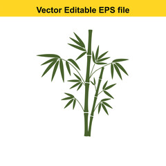 Indoor plant vector art of green bamboo plant isolated on white background