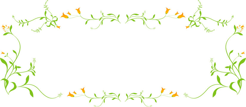 Rectangular green and orange floral border