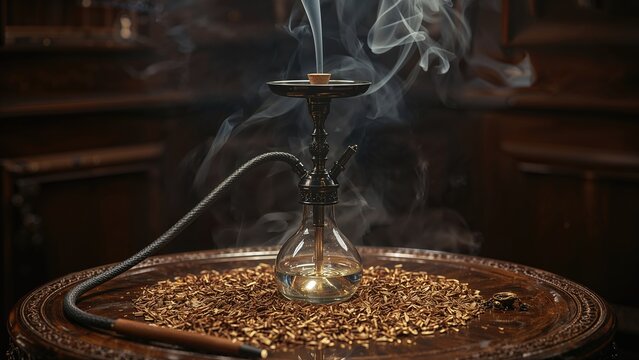 Enjoying a hookah session with flavored tobacco