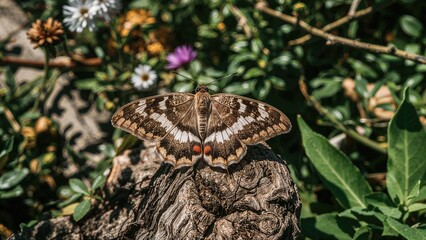 Distinctive marbled white mark on the Protodeltote pygarga moth from the Noctuidae family