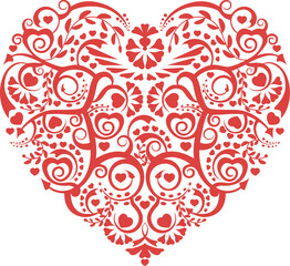Ornate heart made of floral patterns