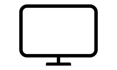 Realistic vector illustration of a computer monitor with a black display and a thin frame.