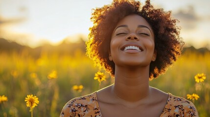 Happy plus-size black woman jogging outside in nature. Weight loss journey. Overweight, curvy African American female exercising to lose weight.   image goals, Generative AI
