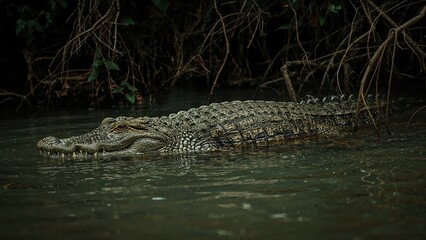 Obraz premium Indo-Australian crocodile also known as saltwater crocodile (Crocodylus porosus)