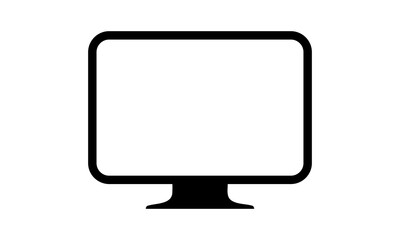 Realistic vector illustration of a computer monitor with a black display and a thin frame.