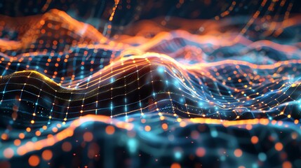 A vibrant fusion of technology, science, and design, featuring digital patterns, abstract shapes, and futuristic concepts. Dynamic waves, geometric grids, and colorful stunning