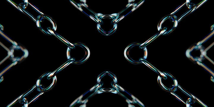 Futuristic Metallic Chain Design in Vibrant Nen Colors Abstract Pattern for Digital Art and Creative Projects - Powered by Adobe
