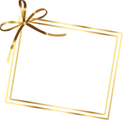 Obraz premium Blank horizontal note card with a gold ribbon