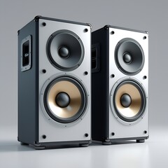 Fototapeta premium 3D Illustration of Large Loudspeakers on White Background