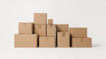 Neatly arranged cardboard boxes on a clean white backdrop, great for storage and packaging visuals.