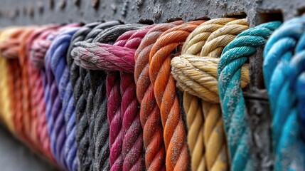 Colorful Network Cables Plugged into Steel Wall