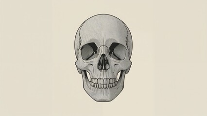 Geometric low poly slender skull drawing
