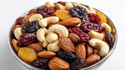 Closeup View of Bowl of Dry Fruits - Top Side Macro Shot