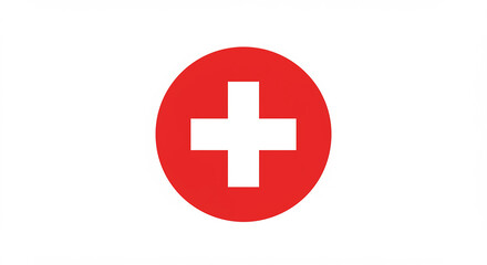 Red Circle Medical Cross Symbol