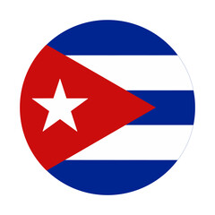 Cuba flag in round style. Cuban flag icon. Official standard colors. Round or circle flag. Vector illustration. Perfect for badges, apps, stickers, national events, or patriotic design projects.