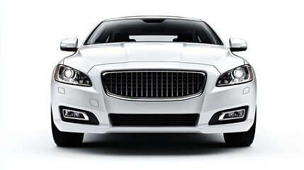 Naklejka premium Sleek White Modern Car Front View on White Background