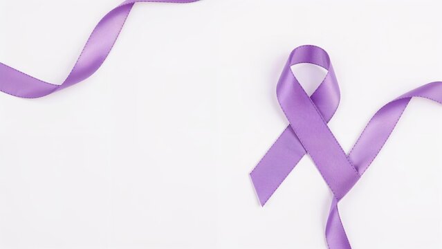 Awareness concept with purple ribbon design and empty space