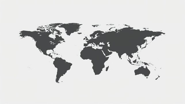 Minimalistic design of unlabeled world map with borders on a clean white background