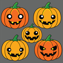 orange pumpkins cute watercolor illustration - ideal for autumn greeting cards, feminine seasonal decor, or cozy fall-themed designs. Watercolor Halloween Collection Pumpkins. orange pumpkins vector.