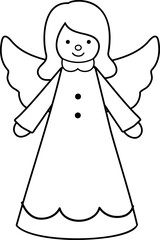 Cute Christmas angel outline vector.
Holiday  festive angel outline icon Isolated.
Transparent background. svg.
