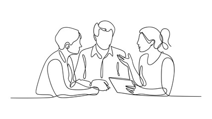Business Meeting Continuous Line Drawing Vector Illustration