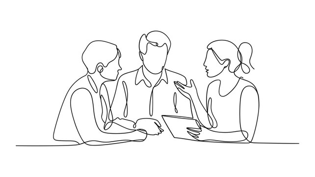 Business Meeting Continuous Line Drawing Vector Illustration