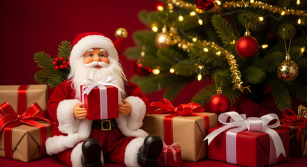 Santa Claus Christmas Gifts Festive Season Holiday Cheer Merry Xmas Winter Wonderland Presents Decorations Tree Lights Joyful Celebration Festive Decorations Xmas