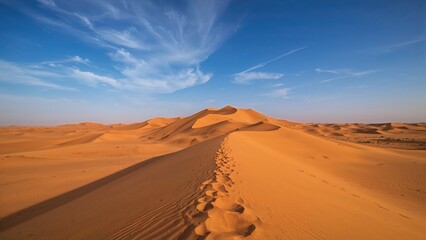 Endless golden dunes in a remote desert region