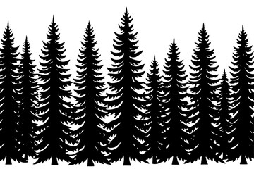 Obraz premium Vector art of silhouette of pine tree set 