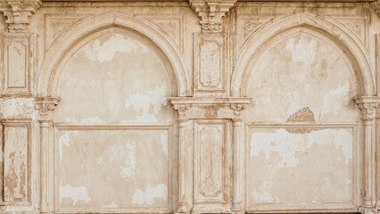 Close-up of textured wall surfaces indoors. Architectural details highlighted.