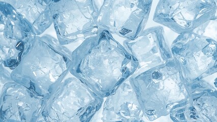 Collection of pristine blue natural crushed ice chunks. Ice pieces with individual clipping paths.