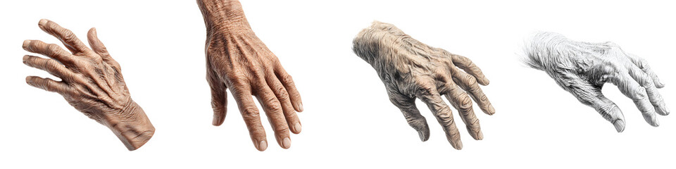 Fototapeta premium Set of Aged Hands: Wrinkled Skin, Senior Care Concept