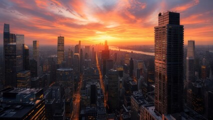 Obraz premium City skyline at sunrise