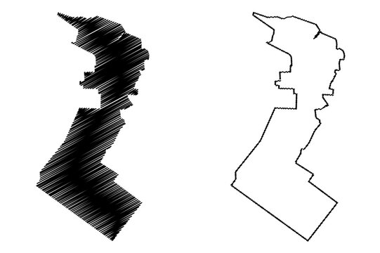 Turkmenabat City (Republic of Turkmenistan, Turkmenia, Turkmenistanis, Lebap Province) map vector illustration, scribble sketch City of Chardzhou or Amul map