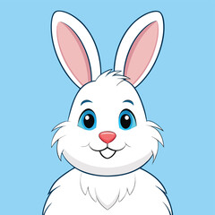 A captivating white rabbit with piercing blue eyes pauses in a tranquil field