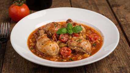 Fototapeta premium Chicken Prepared in the Traditional Hunter Method