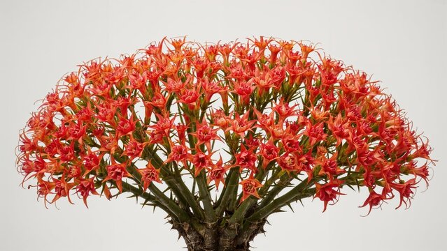 Thorny crown plant blooms throughout the year, showing decreased flowering in rainy times and increased in colder months.